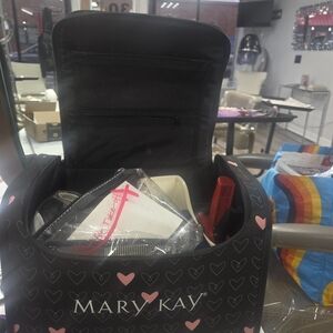 Mary Kay Black Cosmetic Organizer with Pink Heart Pattern